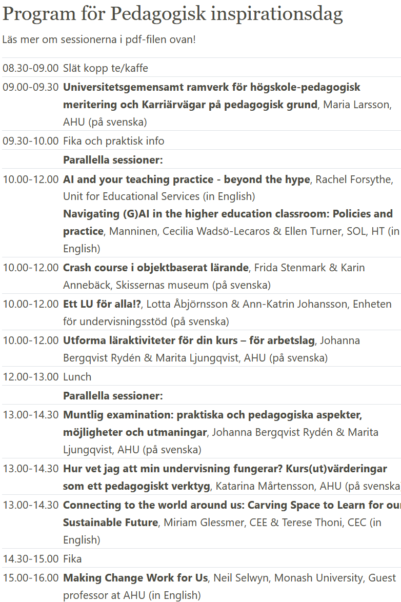 Program för pedagogisk inspirationsdag